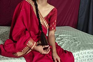 hot indian bhabhi in red sari gets fucked by her neighbor