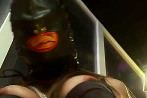 Bondage bdsm cage with blindfolded babes