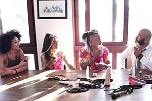 black couple in rio exploring sheer red lingerie