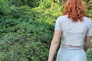 Wow, got caught banging a stunning redhead in the woods! Can you believe it?