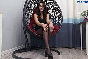 Busty Brunette Teen Lola In Black Dress And Black Pantyhose Gets Seduced And Fucked By Max