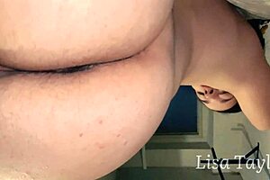 Pretty milf with huge fat body fingering her wet shaved pussy and hairy beaver with big pussy lips