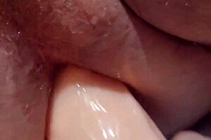 she takes my cock in her ass first, then rides me with her big dildo, spilling lots of cum