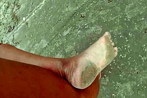 African Pornstar Walks Barefoot On Beach And Street, Dirtying Feet In Public Fetish