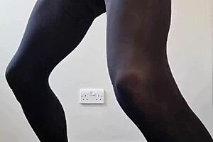 I watch my big tranny cock cum in panyhose stockings