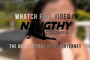 Beautiful latina with a big ass masturbates by the pool, she says