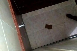 Girlfriend and friend spy on horny lesbian pussy play in bathroom shower