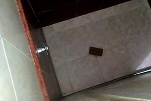 Girlfriend and friend spy on horny lesbian pussy play in bathroom shower