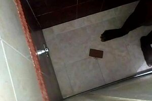 Girlfriend and friend spy on horny lesbian pussy play in bathroom shower