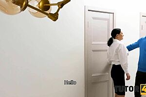 brunette teacher from tutor4k has sex with horny new stud