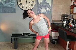 Desperate Milf Pisses in Tight Pants During Yoga Stretches!