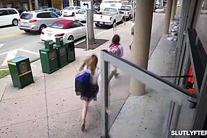 Female Officer Interrogates Suspect In Snowy Shop