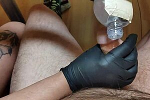 black oiled gloves giving that pleasure