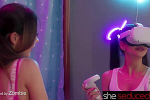 she seduced me in lesbian virtual reality with panties and licks