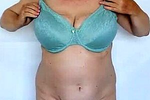 From Beige to Mint, Busty Granny MariaOld’s Lingerie Fashion Journey Unfolds. What a Unique Transformation!