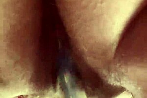 up close hairy pussy glass dildo masturbation with fat curvy solo fucking toys
