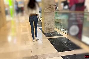 omg, teen pees in jeans at mall in public! 😱