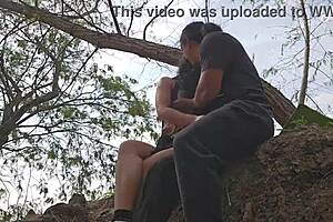 Latina Brunette Teases in Public Lake for Masturbation and Blowjob Reward