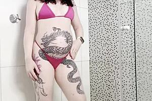 pregnant wife with short hair and piercing gives pussy in bedroom to big black cock