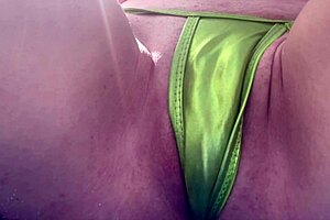 hey, check this italian milf flashing tight pussy at miami beach!