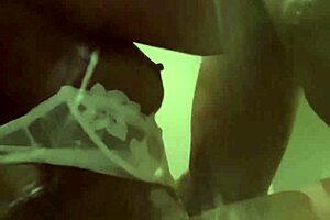 ebony babe sucks shoe plug sloppy in front of fridge