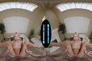 Helping your cute pigtailed roommate Skylar Storm when she's late on rent in this VR scene