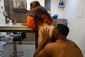 busty curvy jennie fucks pizza delivery guy in hot interracial restaurant sex