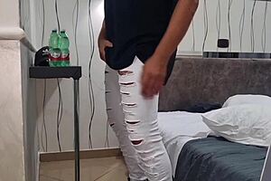 check out this wild anal ride with close-up cumshots and a ripped-open view, plus a sexy guy stripping fast