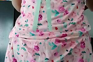 Beautiful Latina Model Poses in Sexy Pink Pajamas Solo