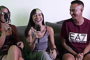 juliara jujuba boldly strips, shows pink pussy and tits