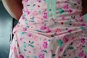 Beautiful Latina Model Poses in Sexy Pink Pajamas Solo