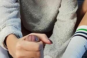 dirty step sister got these special socks just to tease my big cock in our homemade pov session