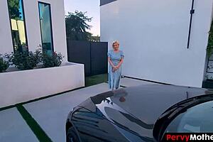 The classy step mother strips for her stepson in sensual dance.