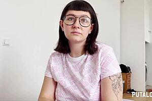 Oh wow, the pretty young Meraki rides Torbe's cock and swallows his cum!