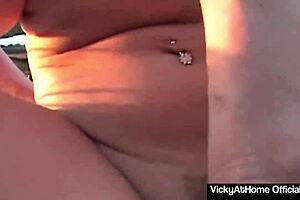 vicky vette sucks cock, gets cum on tits