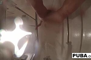 Tiny babe Elsa Jean is fingering her hairy pussy.