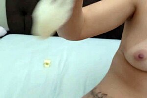 eating that cuckold's pretty wife doggystyle, she flashed her pussy.