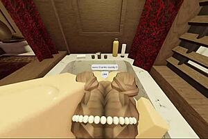 Feel the passion as this brunette with a fat ass sucks and fucks in the bathtub