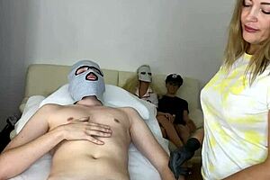 Sugarnadya and nataligreen depilate a client's penis with four hands in russian trimmed pussy 3some milf group brazilian horny cfnm fetish