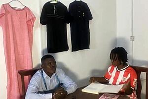 Tailor Fucks Bent Over For Squirting