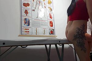 Gynecologist roughly fucks patient's tight pussy