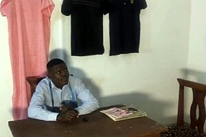 Tailor Fucks Bent Over For Squirting