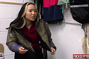 The Jacket Mishap Asia Lee Kneels For Creamy Conclusion