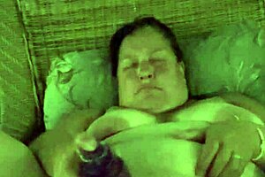 bbw vibrator play at campsite with big tits and hairy pussy