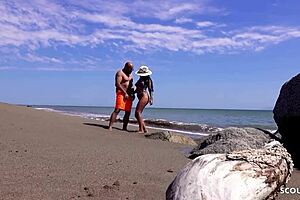 Mature Couple's Risky Outdoor Sex On Public Beach In Mexico