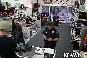 Rough blowjob and fucking in the shop