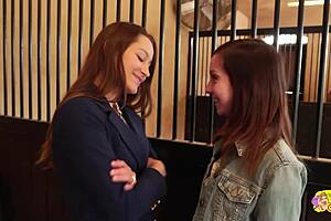 in the stable by the horses they were kissing and later their cunts got exposed