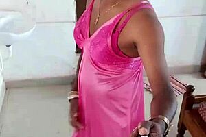 Indian sexy CD Lara Dsouza in pink satin nighty gets BDSM mummification and anal!