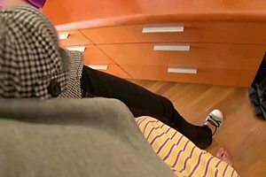 Russian Blonde Rides In Group Threesome