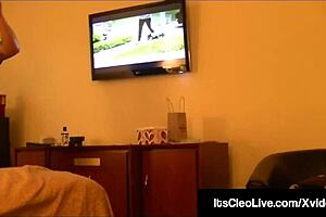 I watch as cam cutie Its Cleo gets a load of cum on her freckled face